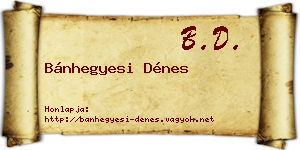 Bánhegyesi Dénes névjegykártya